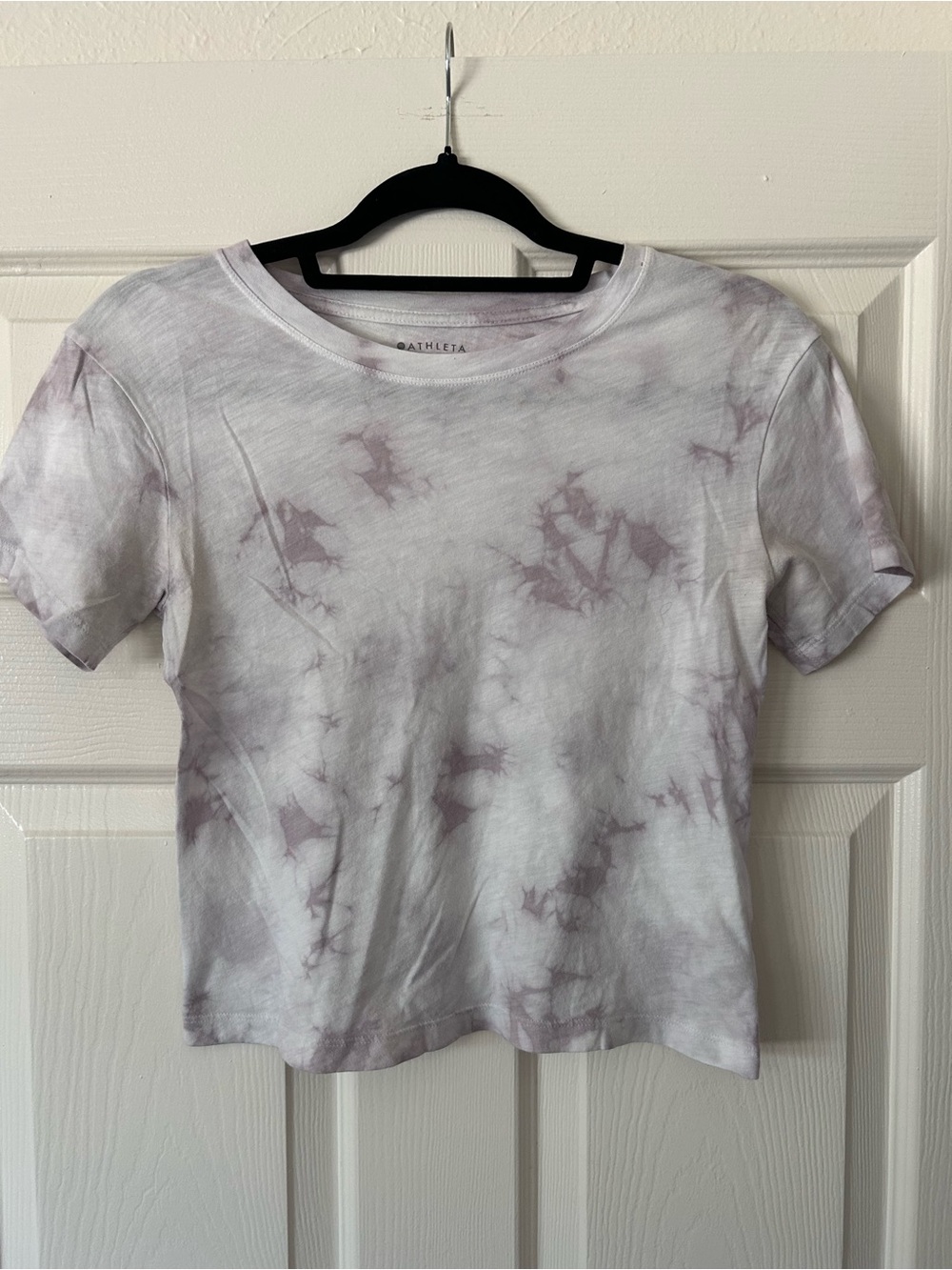 Athleta Short Sleeve Tie-Dye Tee in Light Purple and White